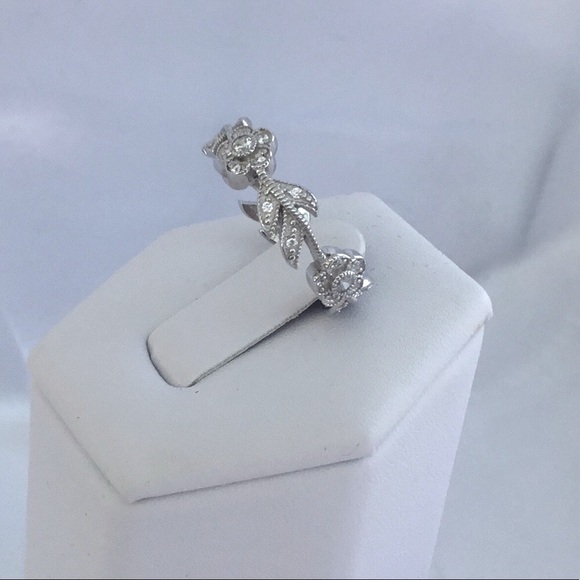 Sale $25! Sterling Silver Cz Flower Band - Picture 11 of 16